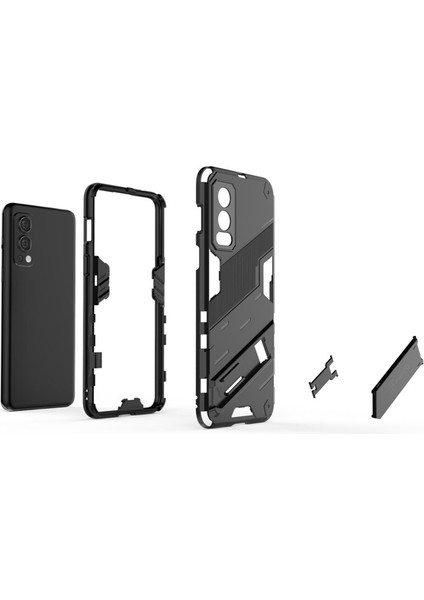 Oneplus Nord 2 5g Matrix Serisi Armor Standlı Perfect Koruma Kılıf - Siyah