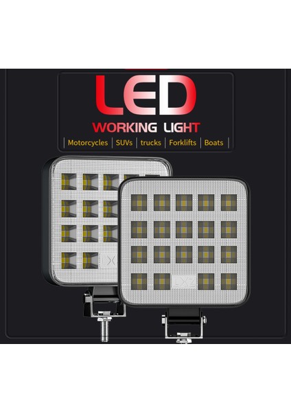 19 LED Kare Off Road Tekne Çalışma Lambası Spot Lambası 6500K modelleri