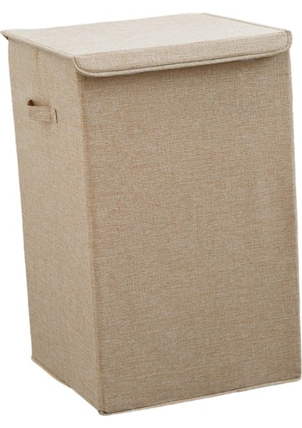 Çamaşırhane Sepeti Giysi Sepet Kapak ile Havlu Organizatör Kutusu Ev Bej L