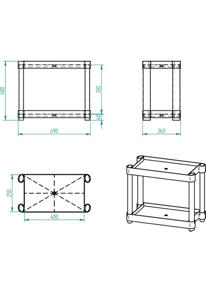 2 Raflı Plastik Tezgahüstü Organizer (Small Model)