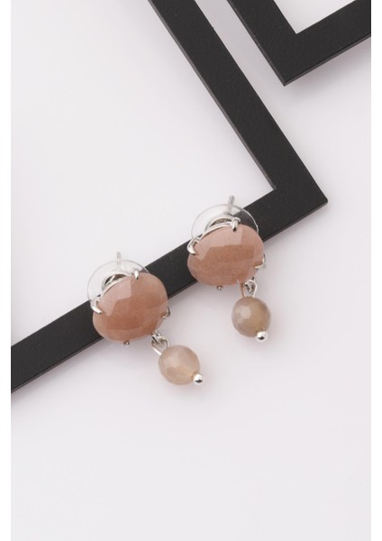 Ay Taşı - Güneş Taşı Doğal Taş Küpe