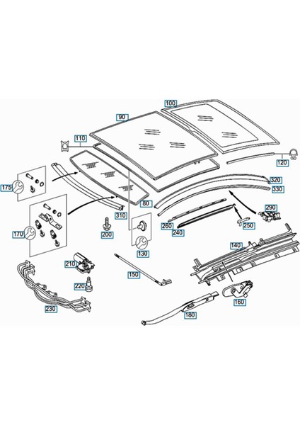 Mercedes C Class Coupe CL203 2001-2008 CLC CL203 2008-2011 2037800189 İçin Sunroof Perde Halatı fırsatları