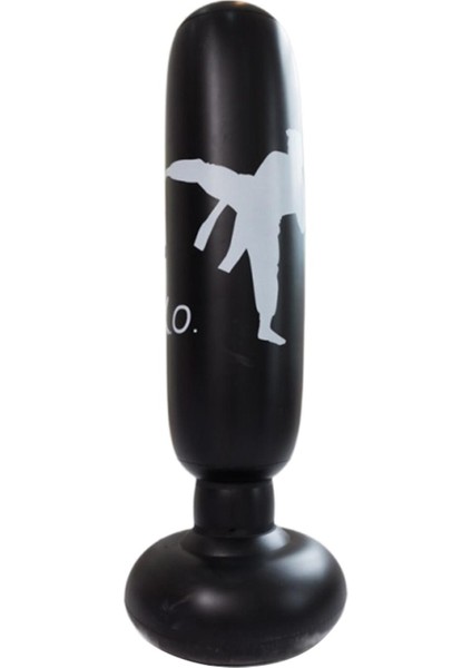 Şişme Boks Kolonu Tumbler Delme Torbası Kum Torbası Kick Dövüş Eğitimi Siyah (Yurt Dışından)