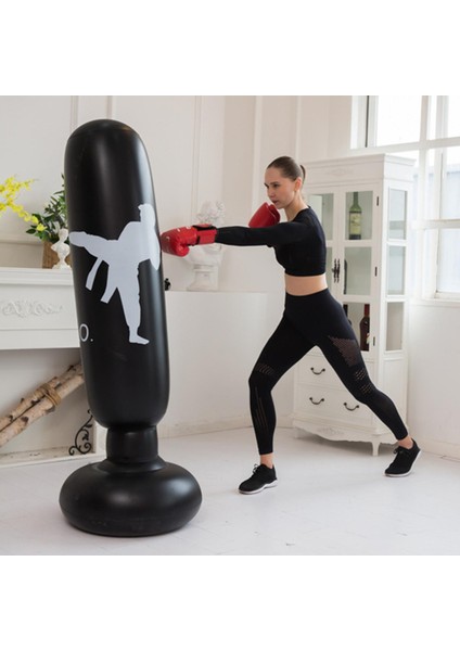 Şişme Boks Kolonu Tumbler Delme Torbası Kum Torbası Kick Dövüş Eğitimi Siyah (Yurt Dışından) fiyatları