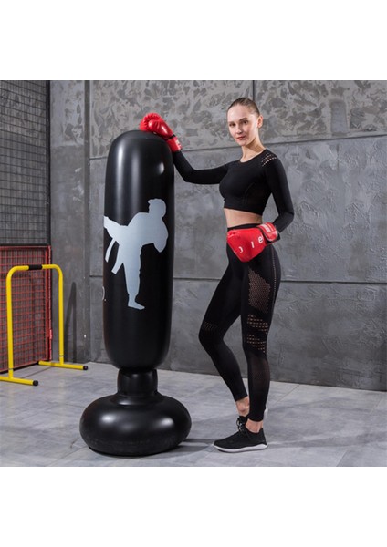 Şişme Boks Kolonu Tumbler Delme Torbası Kum Torbası Kick Dövüş Eğitimi Siyah (Yurt Dışından) modelleri