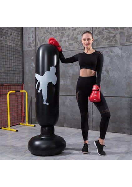 Şişme Boks Kolonu Tumbler Delme Torbası Kum Torbası Kick Dövüş Eğitimi Siyah (Yurt Dışından) fırsatları