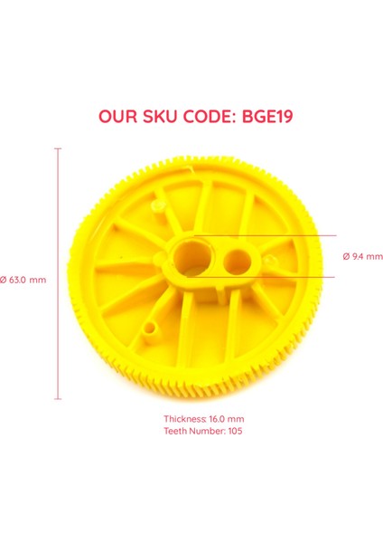 BGE19 Seat Skoda VW İçin Arka Cam Silecek Dişlisi 6X0955711C Çap 63 mm, 105 Diş fiyatları