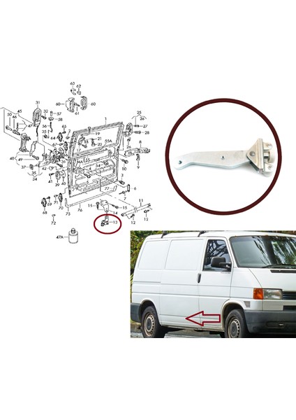 BDP23 VW Transporter T4 Caravelle 1990-2003 için Sağ Arka Sürgülü Kapı Alt Makarası 701843406B modelleri