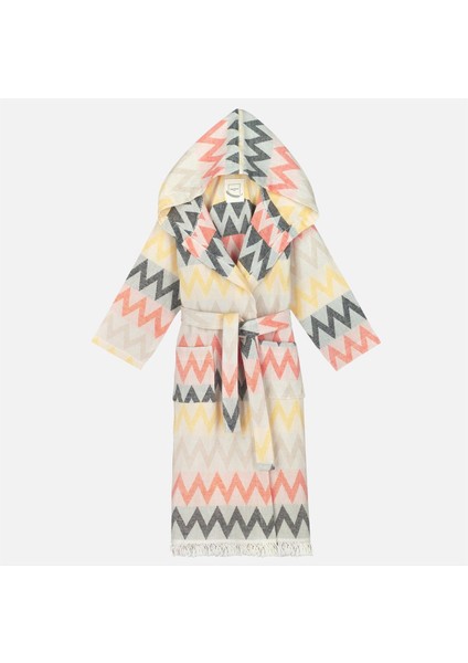 Zigzag Desenli Çocuk Peştemal Plaj Bornozu