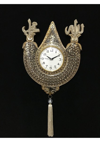 Hediyelik Polyester Taşlı Ayetli Lale Motifli Dekoratif Duvar Saati fiyatları