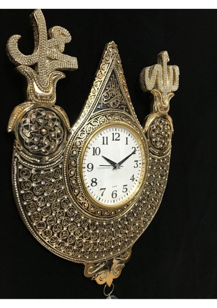 Hediyelik Polyester Taşlı Ayetli Lale Motifli Dekoratif Duvar Saati modelleri