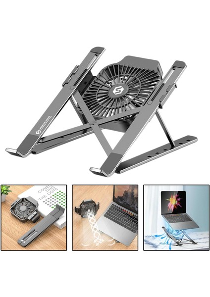 Hafif Laptop Tablet Standı Dizüstü Gri Gri Fan Için Soğutma Fanı ile (Yurt Dışından)