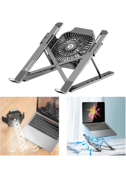 Hafif Laptop Tablet Standı Dizüstü Gri Gri Fan Için Soğutma Fanı ile (Yurt Dışından)