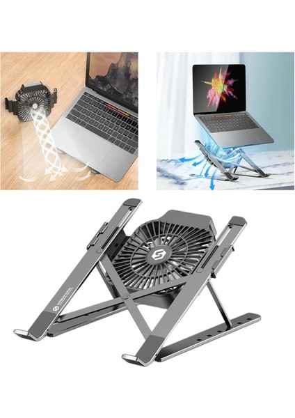 Hafif Laptop Tablet Standı Dizüstü Gri Gri Fan Için Soğutma Fanı ile (Yurt Dışından)