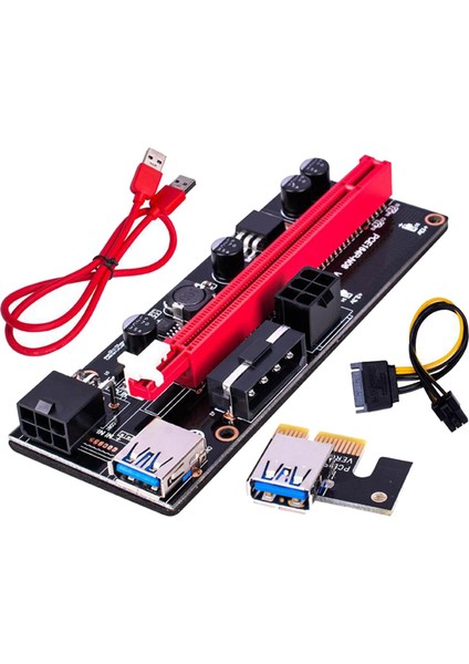 Pcıe Rıser Ver 009S 1x Ila 16X Grafik Genişletme USB Adaptörü Kart, 24 Inç USB Kırmızı USB Kablosu (Yurt Dışından)