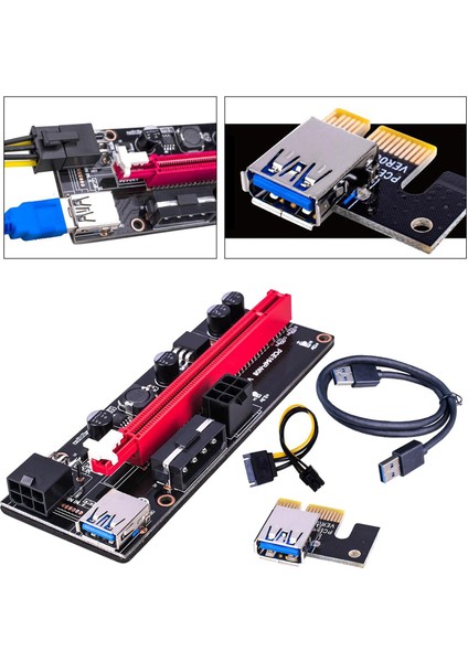 Pcı E 1x Ila 16X Grafik Genişletme USB Adaptör Kartı, Sürücüler Siyah USB Kablosu Yok (Yurt Dışından)