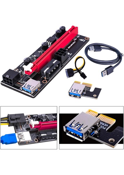 Pcı E 1x Ila 16X Grafik Genişletme USB Adaptör Kartı, Sürücüler Siyah USB Kablosu Yok (Yurt Dışından)