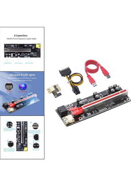 Grafik Kartı Yükseltildi 6 LED Işık Ver 010S Artı Madencilik Video Kartı Için 6-Pin Tek Arabirim (Yurt Dışından)