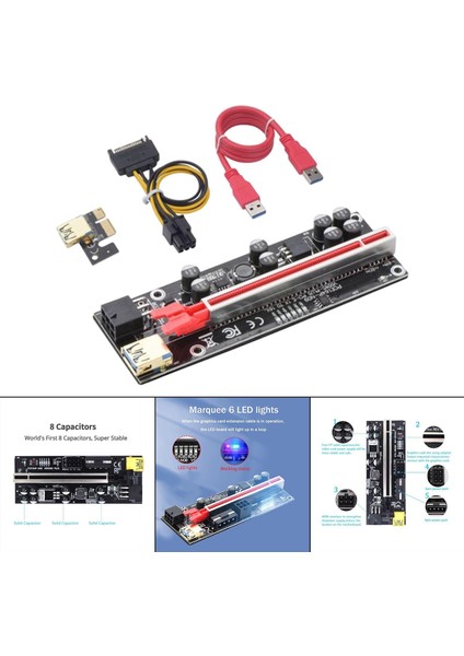 Grafik Kartı Yükseltildi 6 LED Işık Ver 010S Artı Madencilik Video Kartı Için 6-Pin Tek Arabirim (Yurt Dışından)