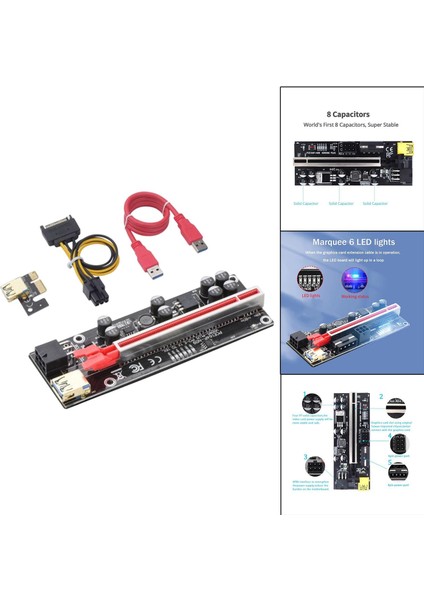 Grafik Kartı Yükseltildi 6 LED Işık Ver 010S Artı Madencilik Video Kartı Için 6-Pin Tek Arabirim (Yurt Dışından)