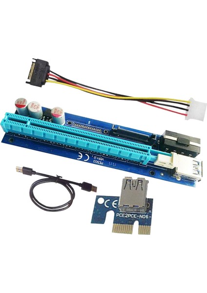 PE503 Pcı-E Gpu Rıser Kartı 4pın + Sata Adaptörü Bitcoin Miner Için Sata Güç (Yurt Dışından)