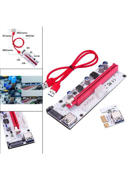 Pcıe Rıser Kartı Adaptör Pcı Express 1x - Mıner Red Whep Için 16X Uzatma (Yurt Dışından)