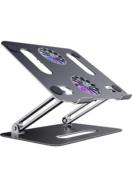 Ayarlanabilir Metal Laptop Standı Okuma Tutucu Riser Soğutma Fanı Sturdy Gri Ile (Yurt Dışından)