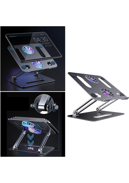 Ayarlanabilir Metal Laptop Standı Okuma Tutucu Riser Soğutma Fanı Sturdy Gri Ile (Yurt Dışından)