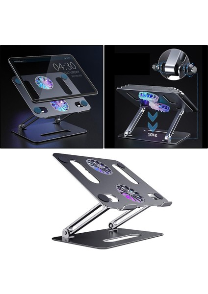 Ayarlanabilir Metal Laptop Standı Okuma Tutucu Riser Soğutma Fanı Sturdy Gri Ile (Yurt Dışından)