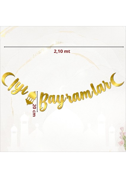 İyi Bayramlar Metalik Altın Banner - 2.10 mt fiyatları