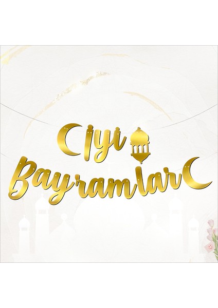 İyi Bayramlar Metalik Altın Banner - 2.10 mt modelleri