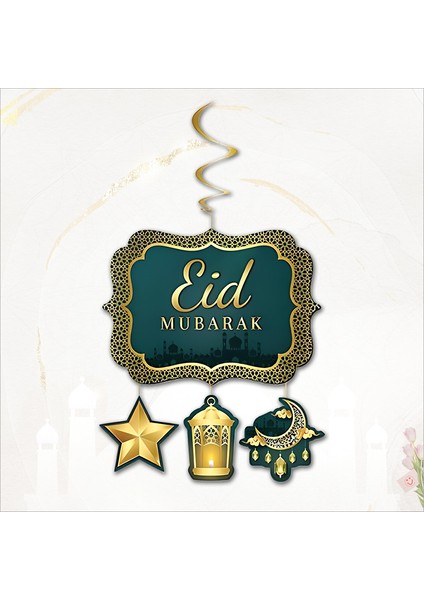 Süsle Bebek ve Parti Eid Mubarak Tavan Süsü - 130 cm x 33 cm ديكور سقف عيد مبارك