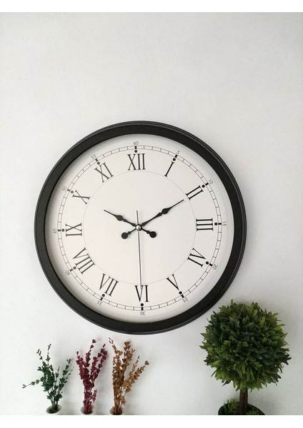 40 cm Siyah Metal Retro Dekoratif Hediyelik Duvar Saati