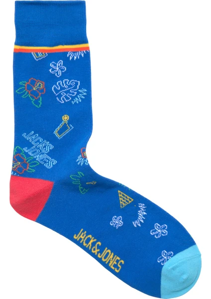 Jack & Jones Neon Tropical Socks Erkek Mavi Çorap 12204828-07