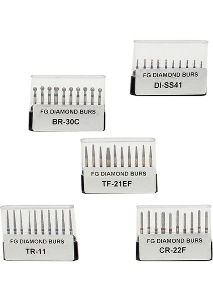 50 Adet 1.6mm Diş Fg Diamond Bur Matkap Yüksek Hızlı Handpiece Için Diş Hekimi Seti