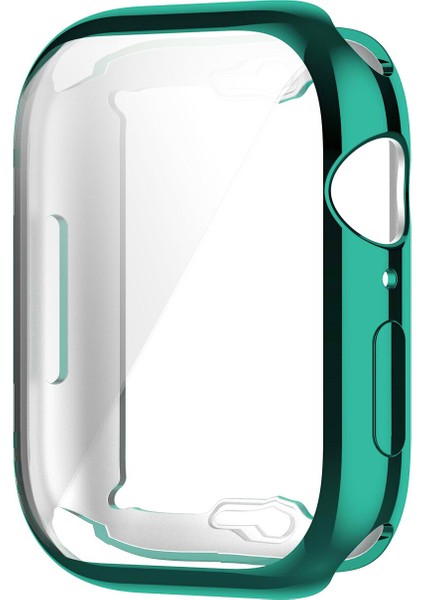 Apple Watch Uyumlu 7 45 mm Önü Kapalı Tasarım Parlak Silikon Kılıf - Petrol Yeşili modelleri