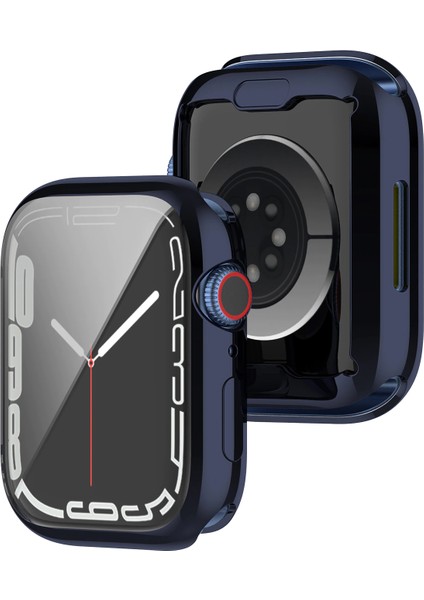Apple Watch Uyumlu 7 45 mm Önü Kapalı Tasarım Parlak Silikon Kılıf - Lacivert fiyatları