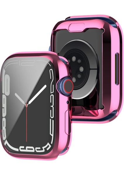 Apple Watch Uyumlu 7 41 mm Önü Kapalı Tasarım Parlak Silikon Kılıf - Pembe fiyatları