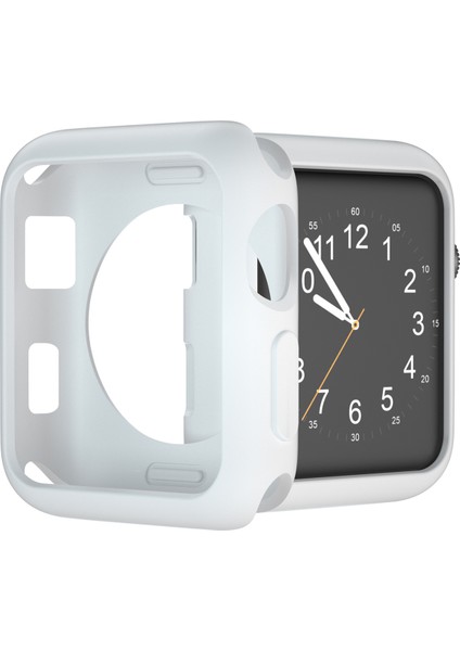 Apple Watch Uyumlu 7 41 mm Önü Açık Tasarım Mat Silikon Kılıf - Beyaz