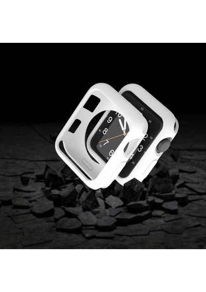 Apple Watch Uyumlu 7 41 mm Önü Açık Tasarım Mat Silikon Kılıf - Beyaz modelleri