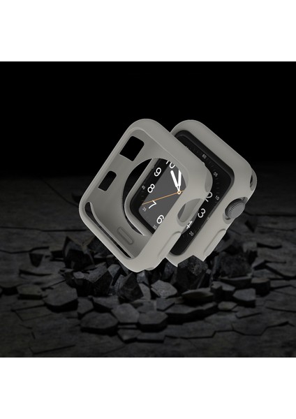 Apple Watch Uyumlu 7 45 mm Önü Açık Tasarım Mat Silikon Kılıf - Gri modelleri
