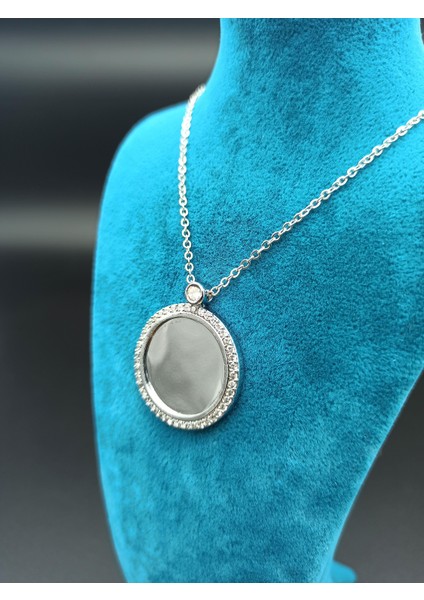 Kişiye Özel Kolye -Gümüş Yuvarlak Taşlı Kolye MAİ-PRNÇKLYSLVR10-15 fiyatları