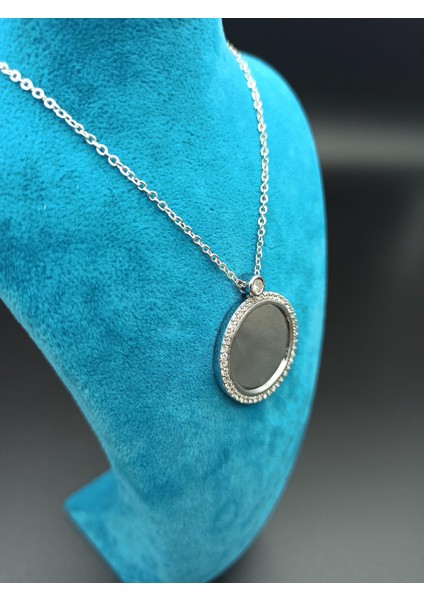 Kişiye Özel Kolye -Gümüş Yuvarlak Taşlı Kolye MAİ-PRNÇKLYSLVR10-15 modelleri