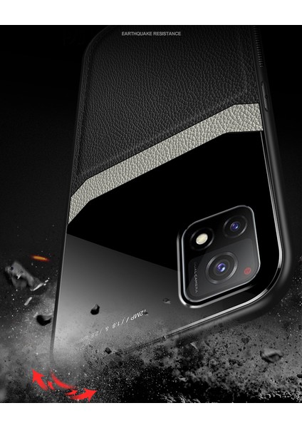 Vıvo Y52S 5g Için Ince Litchi Tpu Bumper Hibrit Cam Korumalı Kılıf Kapaklı - Mavi (Yurt Dışından)