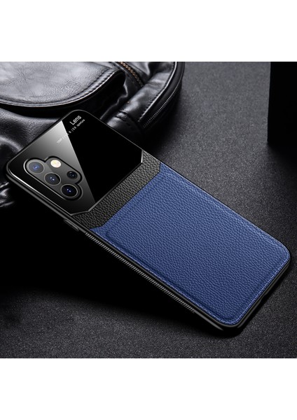 Samsung Galaxy A32 5g Için Ince Litchi Tpu Bumper Hibrit Cam Korumalı Kılıf Kapaklı - Mavi (Yurt Dışından) indirimleri