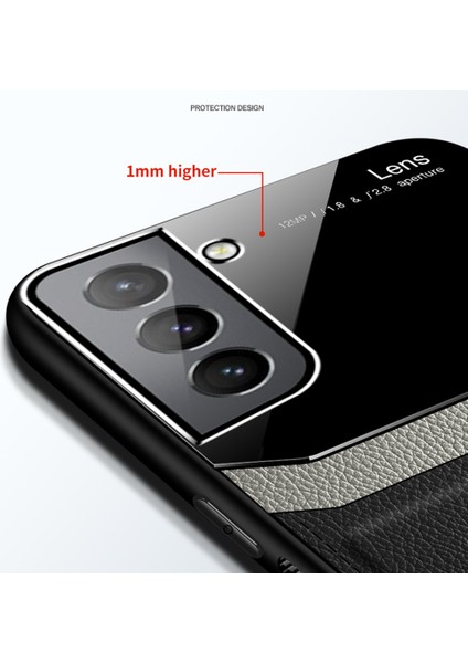 Samsung Galaxy S22 5g Için Ince Litchi Tpu Bumper Hibrit Cam Korumalı Kılıf Kapaklı - Mavi (Yurt Dışından)