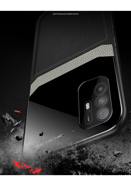 Oppo A95 5g Için Ince Litchi Tpu Bumper Hibrit Cam Korumalı Kılıf Kapaklı - Mavi (Yurt Dışından) modelleri