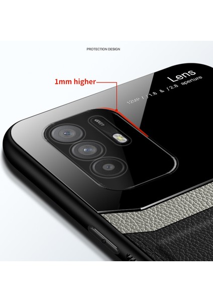 Oppo A95 5g Için Ince Litchi Tpu Bumper Hibrit Cam Korumalı Kılıf Kapaklı - Mavi (Yurt Dışından) fırsatları