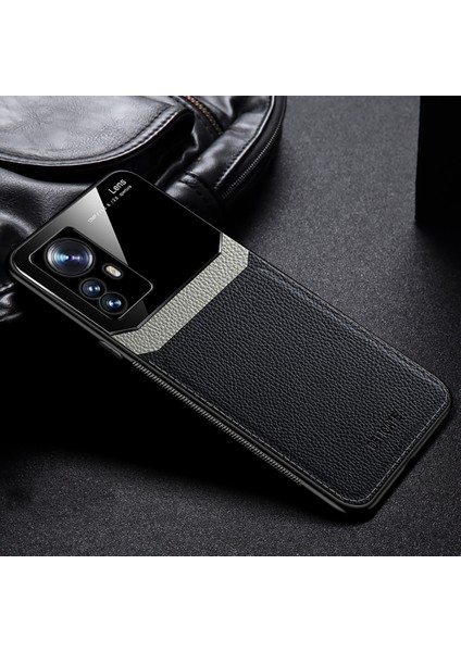 Xiaomi 12 Pro Için Ince Litchi Tpu Bumper Hibrit Cam Korumalı Kılıf Kapaklı - Siyah (Yurt Dışından) fiyatları