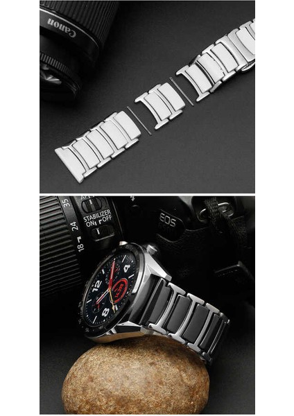 Samsung Galaxy Watch Gear S2 / 3 41mm Kordon Çerçeveli Seramik Metal Kordon
